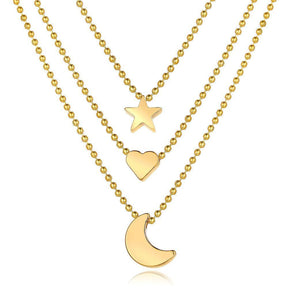 3 Piece Celestial Drop Necklace 18K Gold Plated Necklace in 18K Gold P