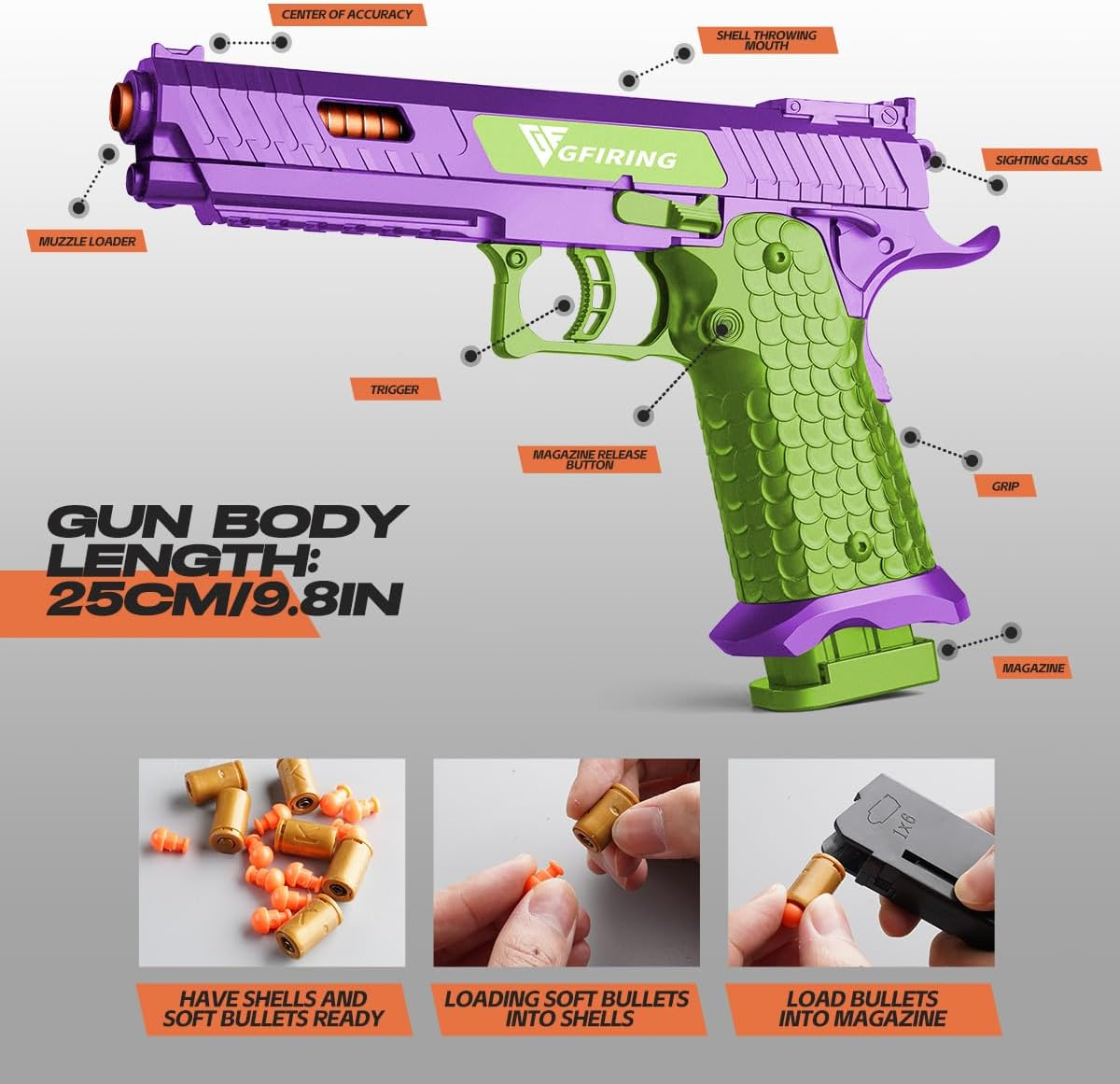 Automatic Shell Ejection Soft Bullet Toys Gun