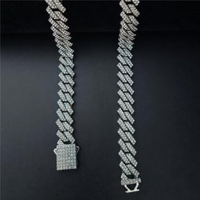 Diamond-Shaped Full Diamond Cuban Link Chain Necklace – Luxury Fashion Necklace for Men and Women